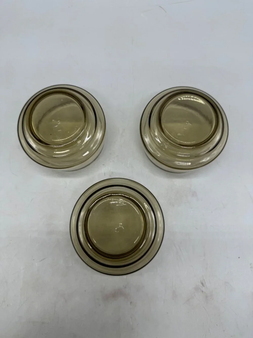 Set Of 3 Vintage Glass Bowls RARE VTG Libby Tawny Cups- Stackable, Very Simple